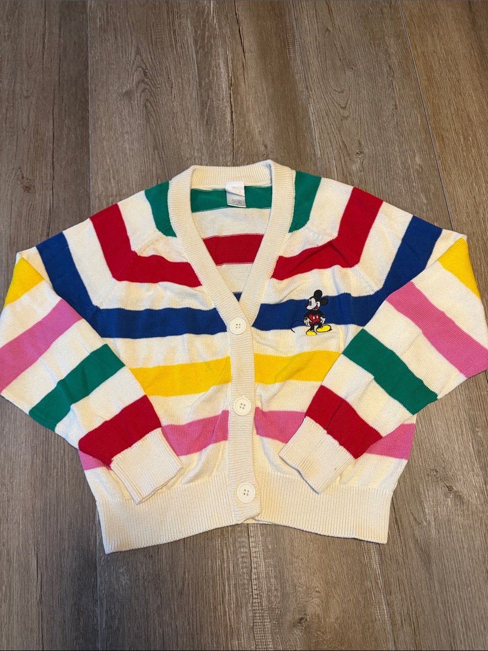 Disney 100 Mickey Mouse multicolor striped retro cardigan